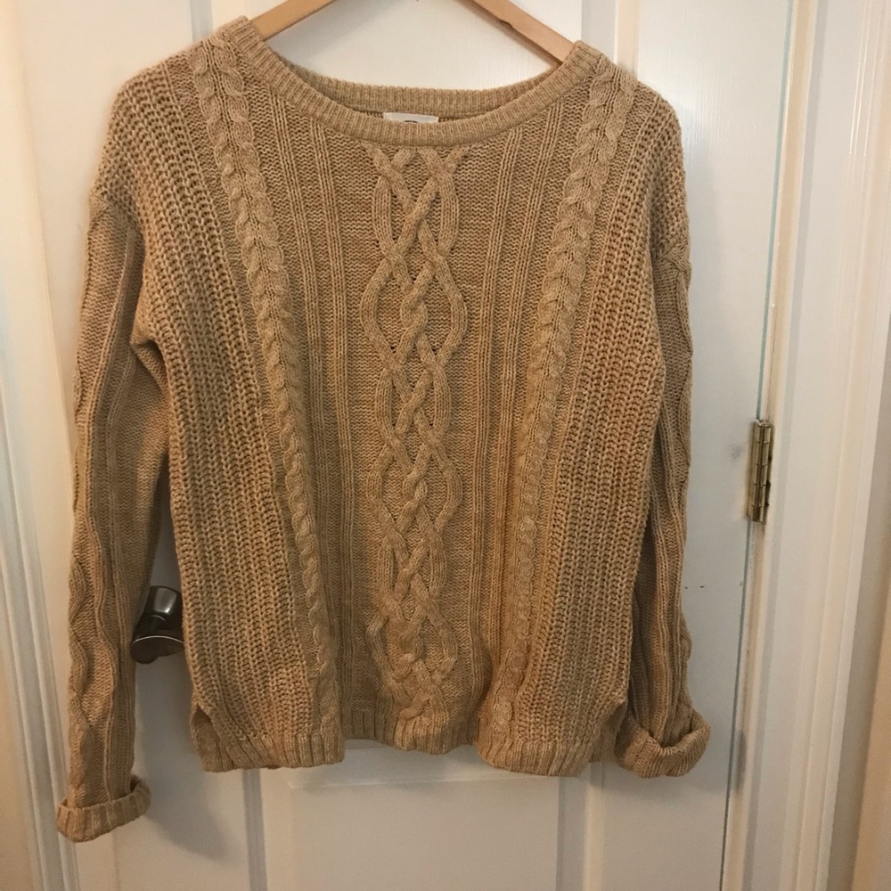 Tan cable knit sweater